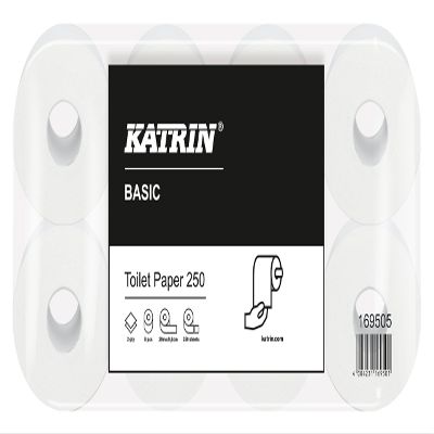 Katrin Basic Toilet 250 Toilet Paper, White, 9.8 x 11.6 cm, 2-Ply