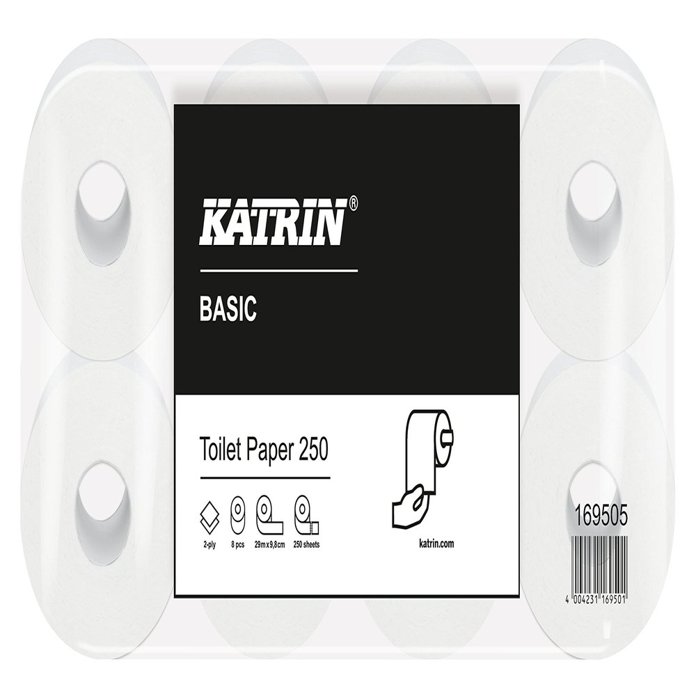 Katrin Basic Toilet 250 Toilet Paper, White, 9.8 x 11.6 cm, 2-Ply