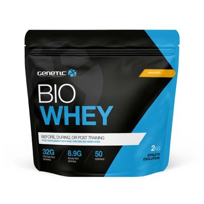 Whey Protein Powder - Genetic Supplements - Whey Protein - 2kg - Mango Flavour - Protein Whey - 50 Servings
