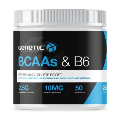 Genetic Supplements - BCAAs & B6 - BCAA Amino Acid Supplement - BCAA Capsules - 250 Capsules