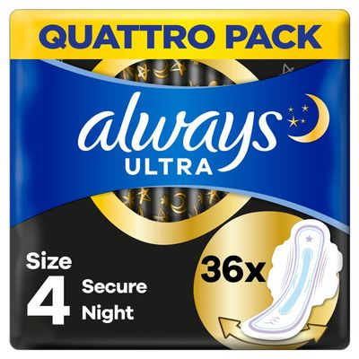 Always - 36x Sanitary Pads Ultra Night Size 4 with Wings - 1 Piece