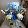 Baby Boy Couture Chocolate Bouquet Silk Flowers view 1