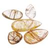 U/D Gold Rutilated Quartz Crystal Pendant Feng Shui Stone for DIY Home Ornament Gift view 3