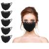 Geduochn 5PC Women Girls Lace Black_Mask With Flower Embroidery Adjustable Earloops Breathable 2 Layers For Beauty Skin Care view 1