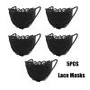 Geduochn 5PC Women Girls Lace Black_Mask With Flower Embroidery Adjustable Earloops Breathable 2 Layers For Beauty Skin Care view 2