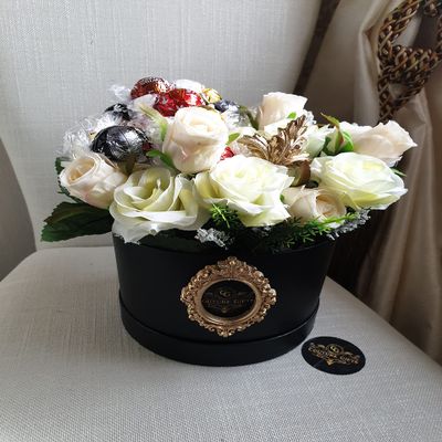 Mixed Hat Box Silk Flowers Gift