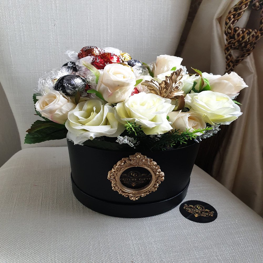 Mixed Hat Box Silk Flowers Gift