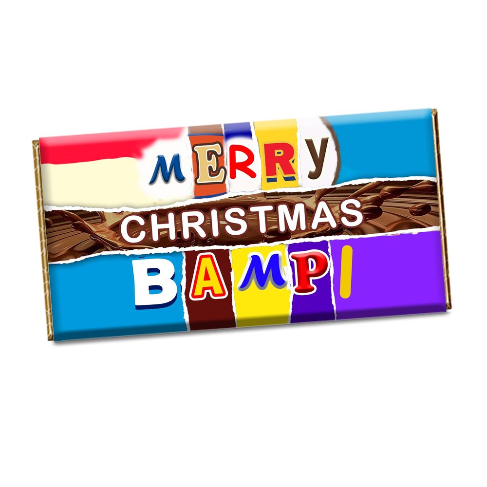 Merry Christmas Bampi Xmas Chocolate Bar Wrapper Novelty Gift For Grandad CH-421-Y (with chocolate bar)