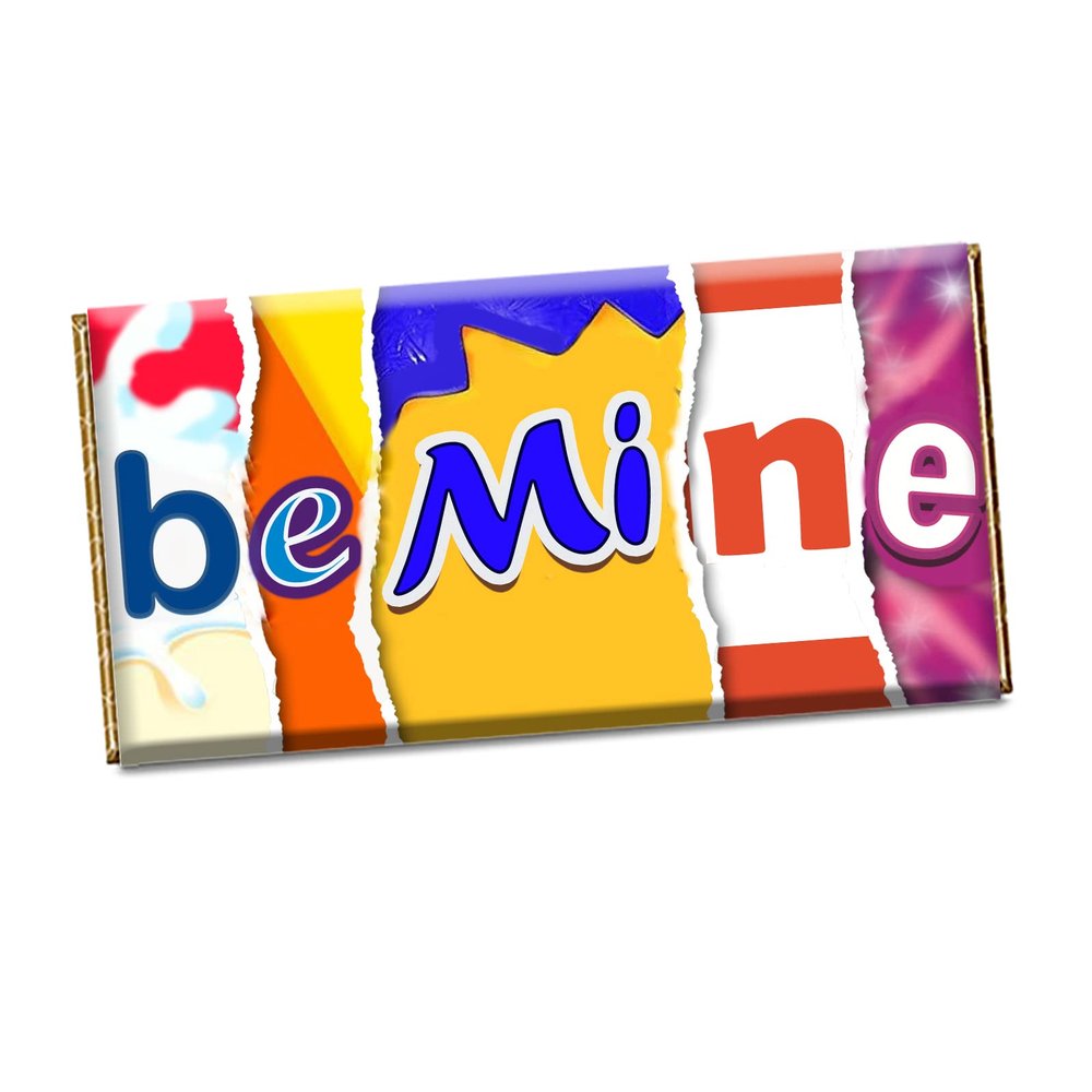Be Mine Chocolate Bar Wrapper Novelty Funny Gift Birthday Christmas Valentines CH-099-Y (with chocolate bar)
