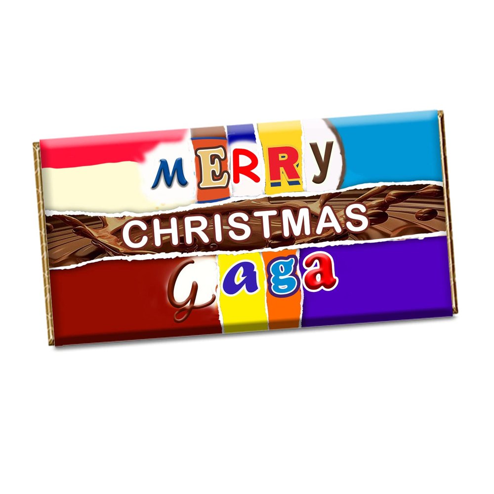 Merry Christmas Gaga Xmas Chocolate Bar Wrapper Novelty Gift For Nanny Grandma CH-441-Y (with chocolate bar)