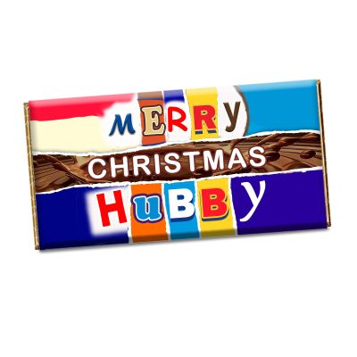 Merry Christmas Hubby Xmas Chocolate Bar Wrapper Novelty Gift For Husband Honey CH-459-Y (with chocolate bar)