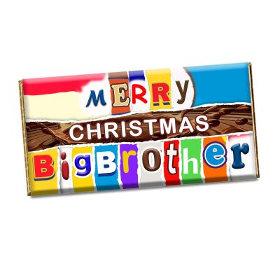 Merry Christmas Big Brother Xmas Chocolate Bar Wrapper Novelty Gift Present CH-451-Y (with chocolate bar)