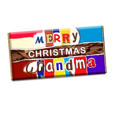 Merry Christmas Grandma Xmas Chocolate Bar Wrapper Novelty Gift For Grand Mother CH-429-Y (with chocolate bar)