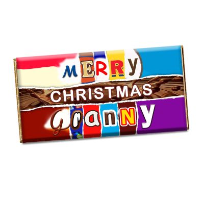Merry Christmas Granny Xmas Chocolate Bar Wrapper Novelty Gift For Grandma CH-430-Y (with chocolate bar)