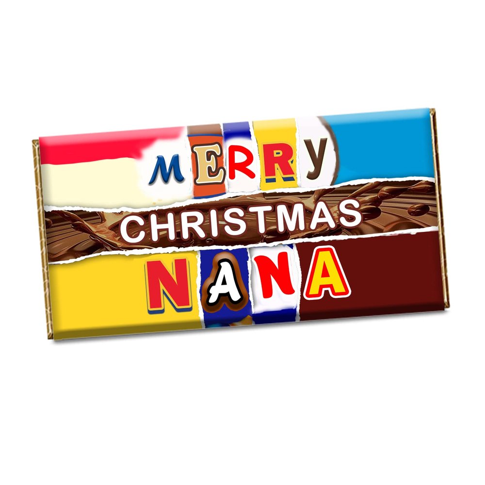 Merry Christmas Nana Xmas Chocolate Bar Wrapper Novelty Gift For Grandma Granny CH-431-N (without chocolate bar)