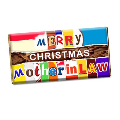 Merry Christmas Mother In Law Xmas Chocolate Bar Wrapper Novelty Gift Present CH-457-Y (with chocolate bar)