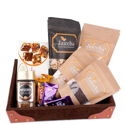 Jaiccha Ghasitaram Basket Hamper-Korno Tray of 6 Healthy Goodies |Gift for Diwali,Holi,Rakhi,Valentine,Christmas,Birthday,Anniversary,Her,Him|