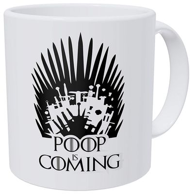 Poop is Coming 11 Ounces Gift Funny Inspirational and Motivational Autumn Black Funny dad Pumpkin Best Ever Happy Love Pattern Grandpa Witches Tone Coffee Blue Hello Spice