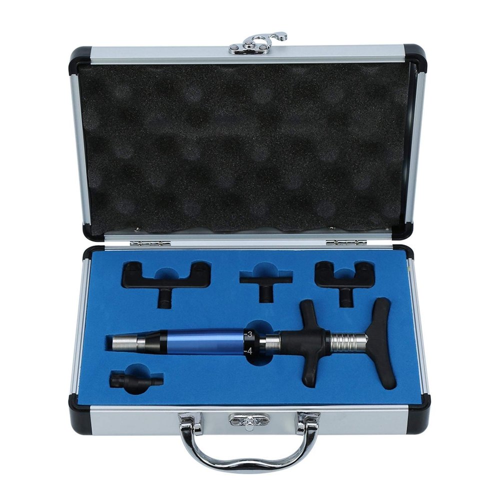 6 Levels Manual Chiropractic Spine Adjusting Corrector Tool, Portable Spine Therapy Back Massage Tool with Case, Trigger Tension Reliever Massager Back Massage Tool (6 Gears Four Heads)