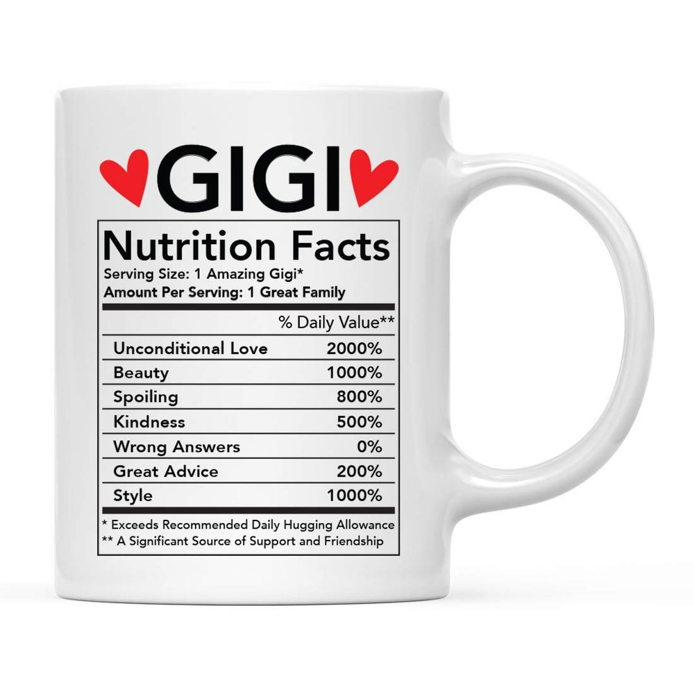 Funny. Ceramic Coffee Tea Mug Thank You Gift, Grampy Nutritional Facts, 1-Pack, Novelty Gag Birthday Christmas Gift Ideas