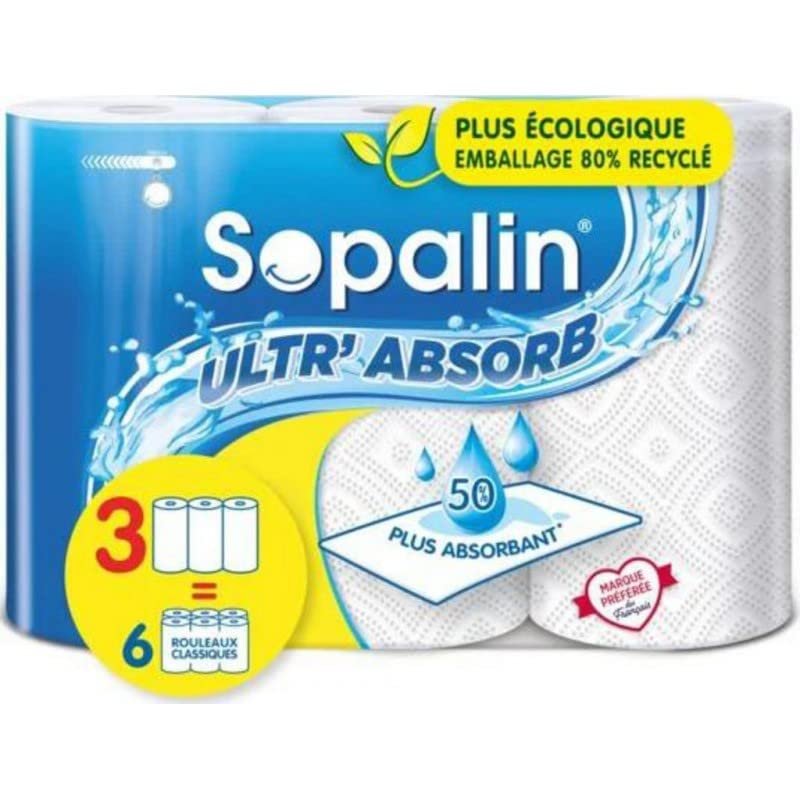 Sopalin Ultra Maxi Towel 3 Rolls (The Equivalent of 6 Classic Rolls)