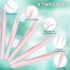 Chumia 5 Pcs Eyelash Extension Tweezers Volume Lash Tweezers Eyelash Extensions with Box Stainless Steel Pointed for Women Lash Extension Tools Supplies(Pink) view 2