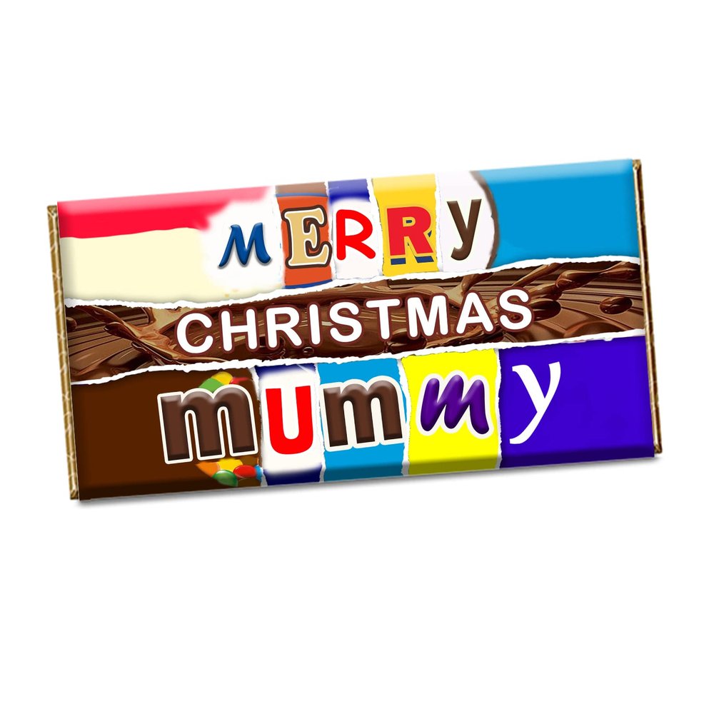 Merry Christmas Mummy Xmas Chocolate Bar Wrapper Novelty Gift For Mother Mam Mom CH-411 (without chocolate)