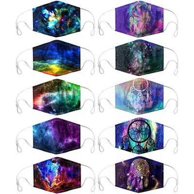 Caiyle [US Stock] 10 Packs Tie Dye Cute Design Women Girls Face_Mask_Protect_Cover Washable Reusable With Nose WireAdjustable EarloopsFilters Pocket Insert