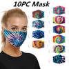Caiyle [US Stock] 10 Packs Tie Dye Cute Design Women Girls Face_Mask_Protect_Cover Washable Reusable With Nose WireAdjustable EarloopsFilters Pocket Insert view 2