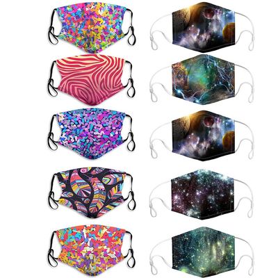 Caiyle [US Stock] 10 Packs Tie Dye Cute Design Women Girls Face_Mask_Protect_Cover Washable Reusable With Nose WireAdjustable EarloopsFilters Pocket Insert