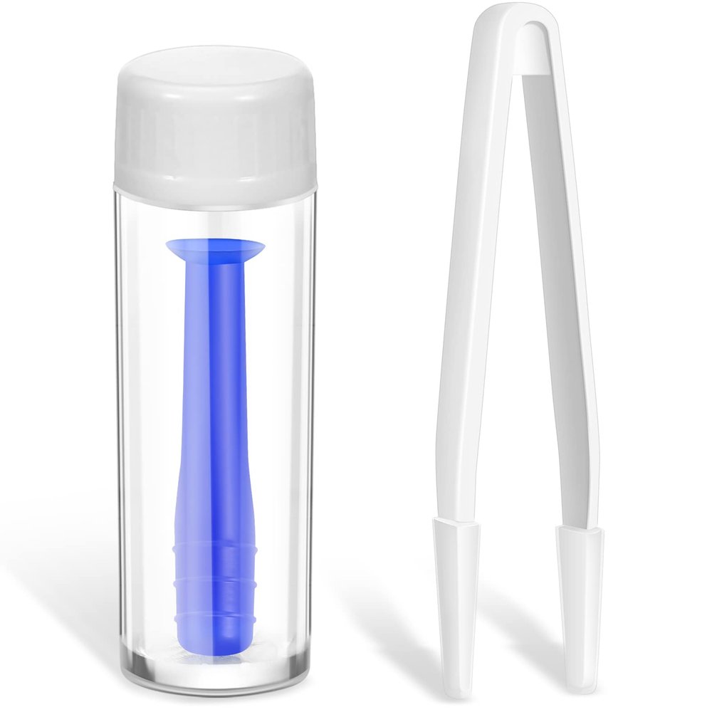 Fiada Contact Lens Remover Tool Contact Applicator Scleral Lens Remover Inserter Soft Suction Holder with Ventless Bottles and White Tweezers