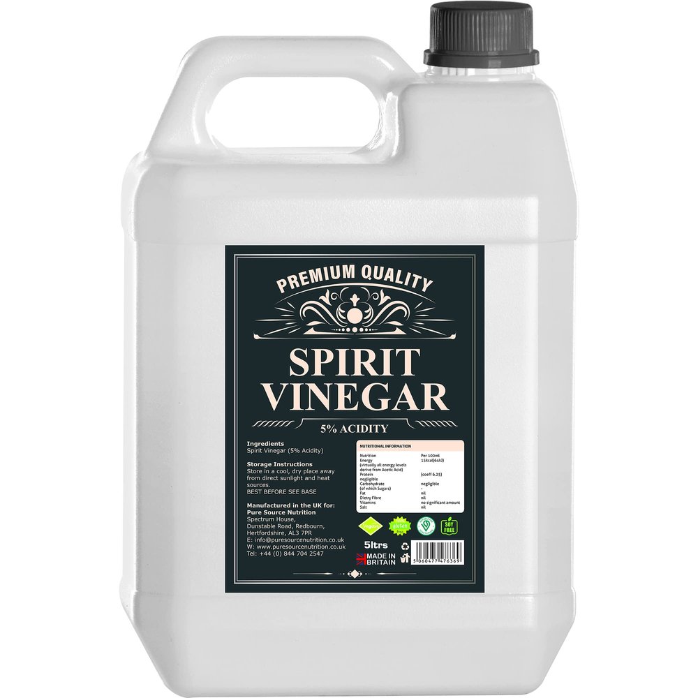 Distilled White Vinegar 5 Litre Perfect for Cooking  Pickling  Marinating  Cleaning  Laundry  Killing Weeds  Baking  Dishwasher - Pure White Spirit Vinegar UK Produced by PSN