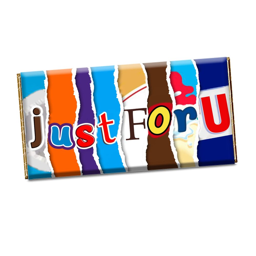 Just For U Chocolate Bar Wrapper Novelty Funny Gift Birthday Christmas Valentine CH-103 (without chocolate)