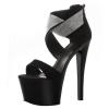 17CM Black Women Fashion Rhinestone Sandals Fetish High Heels Sexy Stripper Nightclub Pole Dancing Pumps Evening Dress Shoes Size 35-46,Black,40 view 1
