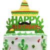 Cactus Cake Topper Mexico Fiesta Theme Kids Boy Girl Party Decor Supplies Mexican mardi Maracas Moustache Happy Birthday Party Event Glitter Decoration Supplies view 1