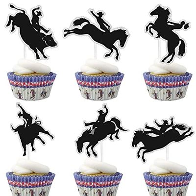 Matador Cupcake Toppers Set 18 Pcs - cowboy Theme man Birthday Party Event Glitter Decoration Supplies