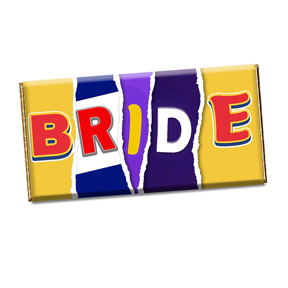 Bride Chocolate Bar Wrapper Novelty Wedding Marriage Gift Present Friend CH-122 (with chocolate)