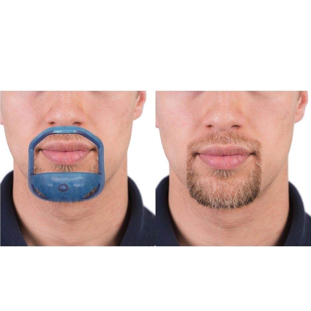 5 Sizes Goatee Beard Shaper, Set of 5 Goatee Template for Men, Fits All Face Shape, Give Perfect Symmetric Goatee Beard at Home, Saves Time (Blue)