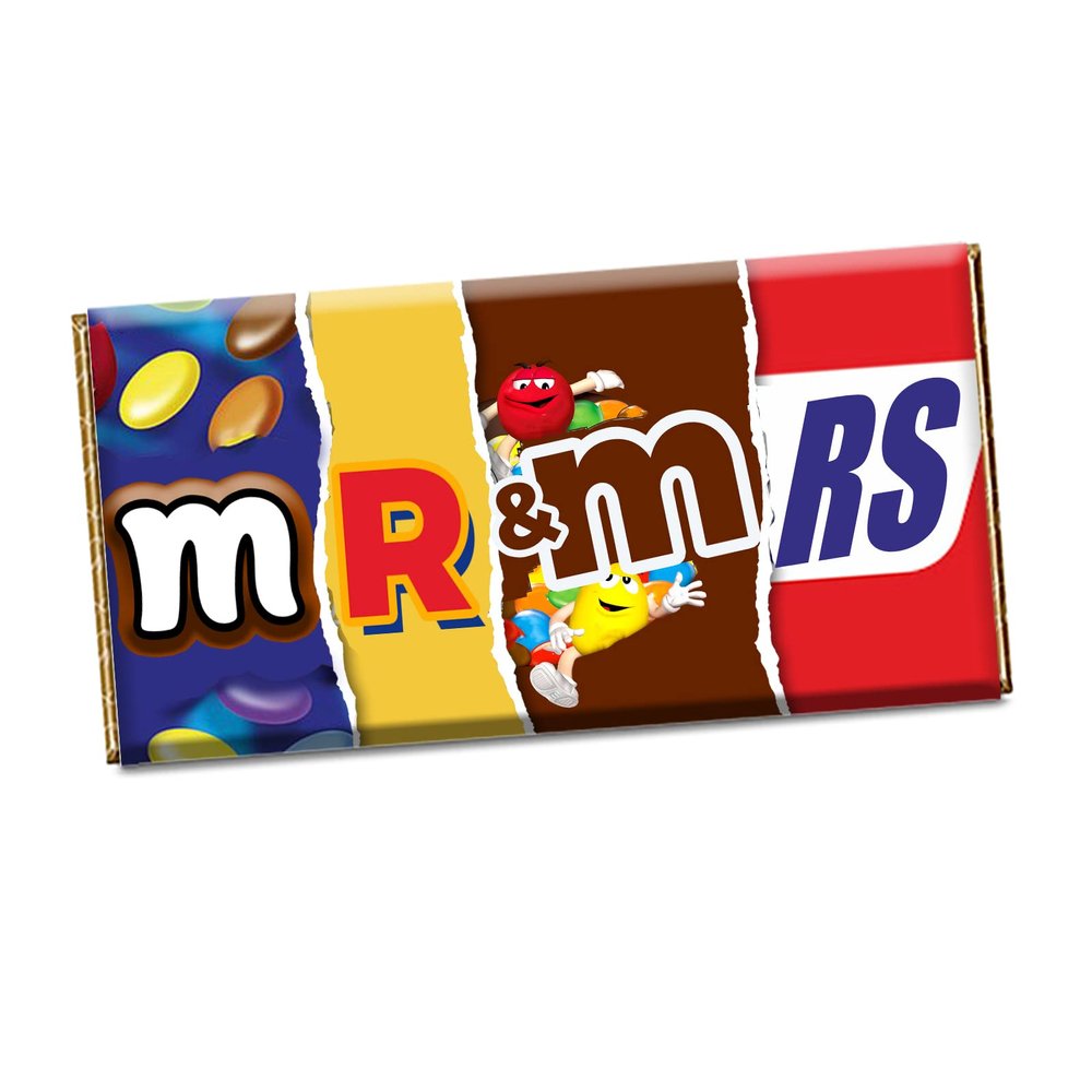 Mr & Mrs Chocolate Bar Wrapper Novelty Valentine Gift Christmas Anniversary CH-135 (with chocolate)