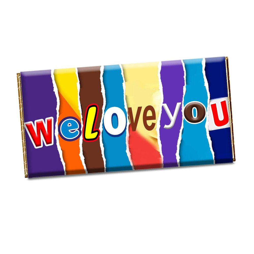 WE LOVE YOU Chocolate Bar Wrapper Novelty Gift Birthday Mothers Fathers Day CH-136 (with chocolate)
