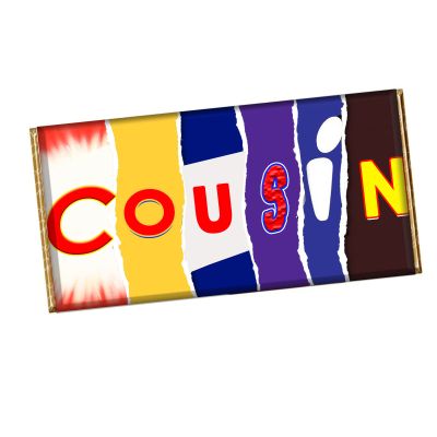 Cousin Chocolate Bar Wrapper Novelty Joke Gift Present For Sister Brother CH-214 (with chocolate)