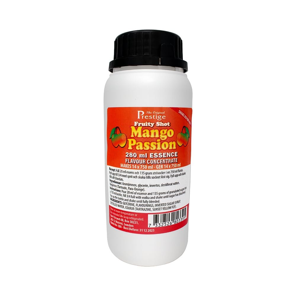 The Original Prestige - Mango & Passion Fruit Concentrate 280 ml - Add 20 ml into 750 ml - Flavouring Essence for Home & Commercial Brewing, Home & Micro Distilleries