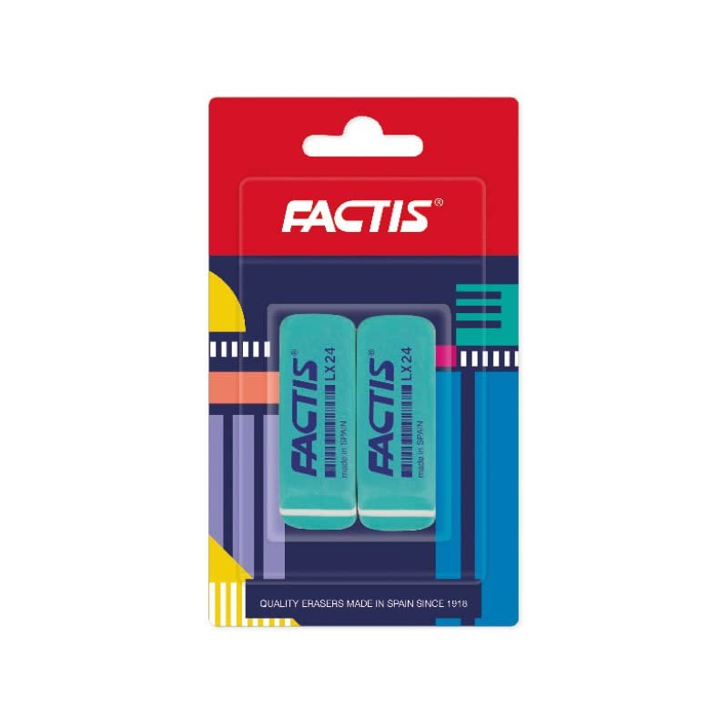 LX24 FACTIS Chamfered Erasers Blister Pack of 2