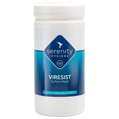 Antibacterial Surface Cleaning Wipes - Viresist 10 Day Residual Protection - Sanitising Surface Wipes for all Hard Surfaces- Made in UK - Refillable Tub of 150 Large Strong Wet Wipes - Tub Pack of 1