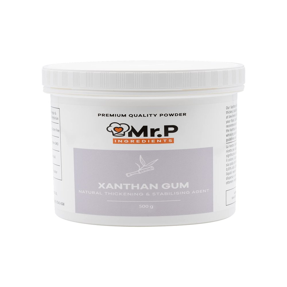 Mr.P Ingredients Xanthan Gum 500g Powder Thickener Stabiliser Ideal For Making Soups Sauces Gluten Free Baking Ice Cream VEGAN Vegetarian Gluten Free Halal Kosher Non-GMO (Recyclable Pot)