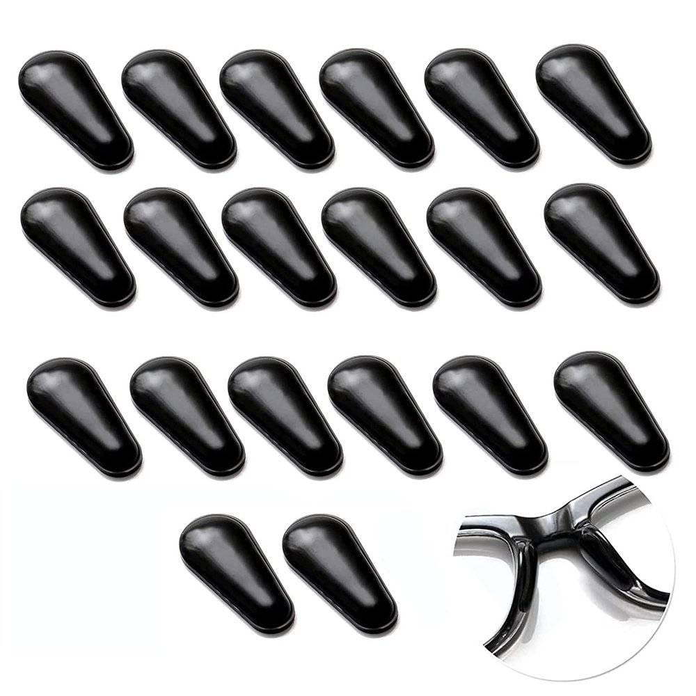 10 Pairs Adhesive Eye Glasses Nose Pads, Water-Drop Shape Stick on Anti-Slip Soft Silicone, Adhesive Nose Pads Glasses Nose Pad for Glasses, Eyeglasses and Sunglasses2.5mm Black