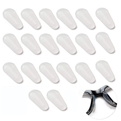 10 Pairs Adhesive Eye Glasses Nose Pads, Water-Drop Shape Stick on Anti-Slip Soft Silicone, Adhesive Nose Pads Glasses Nose Pad for Glasses, Eyeglasses and Sunglasses1.8mm White