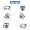2 Pack Collapsible Buckets 10L 2.6 Gallon Cleaning Bucket Mop Bucket Folding Foldable Portable Small Plastic Water Supplies for Outdoor Garden Camping Fishing Car Wash Space Saving Square view 4