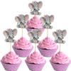 36 Pieces Elephant Cupcake Toppers for Baby Shower Baby Girl Birthday Party Supplies Cake Decorations Cute Baby Shower Cupcake Picks Baby Girl Cupcake Toppers (Pink) view 1