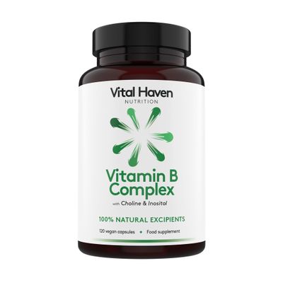 Vital Haven Vitamin B Complex (B1, B2, B5, B6, B7, B9, B12, Choline, Myo-Inositol) Supplement - UK Made